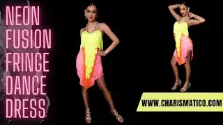 CHARISMATICO Neon Fusion Latin Fringe Dance Dress