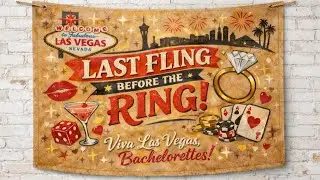 Las Vegas Bachelorette Party Banner: Last Fling Before the Ring Wall Art Painting for Sin City