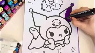 Cute Kuromi ASMR Coloring 💜 Stress Relief & Marker Art ✨