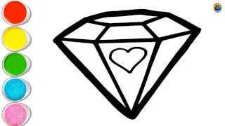 How to draw a Diamond Drawing Painting Colouring for kids and Toddlers Easy step by step Drawing...