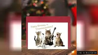 1pc Christmas Birthday Card-Cute Rock Roll Playing Cat Design,For Cat Lovers,Friend Family,Birthday