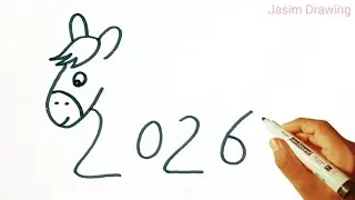 Простой рисунок лошади 🐎 из числа 2026 / Как преобразовать числа в рисунок