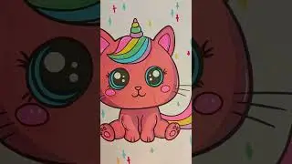 Watch till the End✨Cat Unicorn Comes to Life! #art #satisfying #drawing #colorwithme #catunicorn