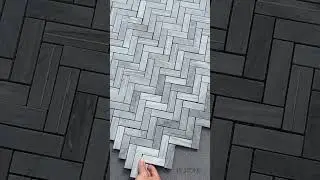 Bardiglio Inlay Brass Herringbone Marble Mosaic Tile. #marblemosaic #mosaictile#marble #tiles