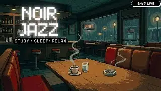 24/7 Study, Relax, Sleep &ndash; Dark Jazz Diner Ambience in an Empty Noir Diner