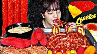 🇰🇷 Spicy Tteokbokki Mukbang with crispy Corn Dogs & tangy Kimchi 🌶️🔥#KoreanFood #Mukbang #asmr #food