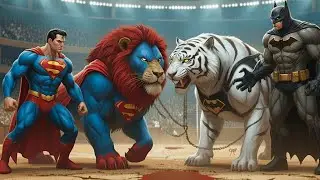 🔥 SUPERMAN AND LION vs BATMAN AND WOLF– The Most Epic Wild Battle! 🦁⚡  Who Wins