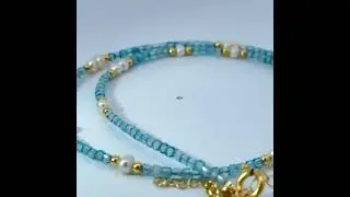Perlenkette 47cm S&uuml;&szlig;wasserperlen Natur Aquamarin Edelsteine