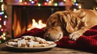 Dog Sleeping Under Christmas Lights ✨ Soft Pet Music