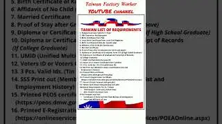 Taiwan requirements #taiwanfactoryworker #ofwtaiwan #fyp #taiwanhiring #taiwanabroad #taiwanvlog