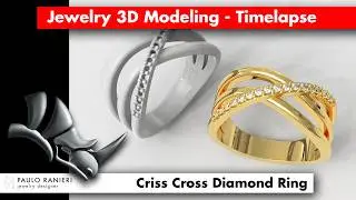 Criss Cross Diamond Ring - 3D Modeling Timelapse #JewelryDesign #3DModeling #JewelryCAD #jewelry