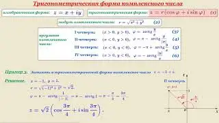 Видеоурок "Тригонометрическая форма комплексного числа"