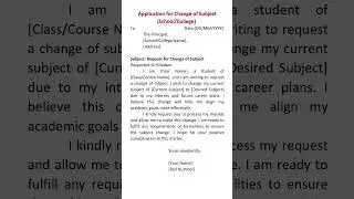 Write an application for change of subject(school/college)#shorts#short#shortfeed#shortvideo