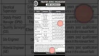 Frontier Works Organization FWO Jobs 2023 || job || electrical || engineer|| site || project manager