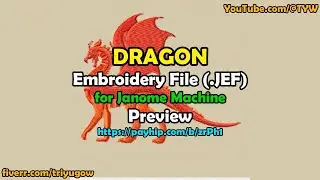 Dragon - Embroidery File (.JEF) for Janome Machine (Preview-Digital Simulation)