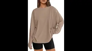 videoTrendy Queen Womens Oversized Long Sleeve T Shirts 2026 Basic Crewneck  Top