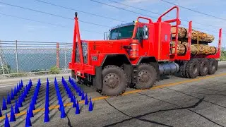 Trucks and Cars vs spike strip challenge #43 BeamNG Drive BeamNG BOOM