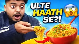 उल्टे हाथ✋से मैगी खाओ इनाम🏆पाओ!! Maggi Eating Challenge!! Making Maggi And Challenge With Team