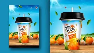Orange Juice poster Design | Tropical Fruit | Photoshop