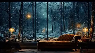 1 HOUR Snowy Forest Night Through the Window ❄️ | Cozy Winter Ambience 