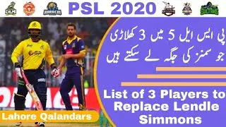 PSL 2020 - List of 3 players to replace Lendle Simmons in PSL 5 - Lendle Simmons out from PSL 5