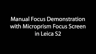 Manual Focus with Leica S2 Microprism - Through the Viewfinder