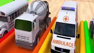 Learn Colors with 7 Street Vehicles and Soccer Ball Flying Toy Cars Pretend Play for Kids