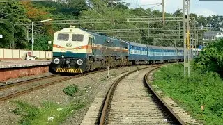 Kochuveli Mumbai CSMT Special train curving through Piravom Road