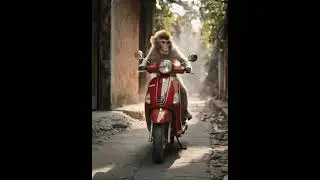monkey riding a scooter #aivideo