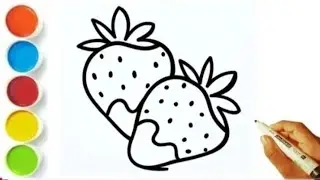 Strawberry drawing and coloring for kids and toddler's / How to draw strawberry drawing.