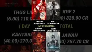 Thug Life vs Kgf 2 vs Kantara vs Jawan Day 10 Worldwide Box Office Collection Official