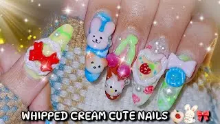 WHIPPED CREAM CUTE NAILS 💕🌟🍦/ TRENDY NAILART EASY TUTORIAL ✅+ TRYING VIRAL CREAM TEXTURE HACK 👀😲