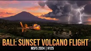 MSFS 2024 | Airbus H125 Bali Full Tour: Denpasar to Mount Agung | Tropical Storm