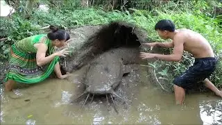 Full Video; 150 Days Dig Hole Build F&iacute;sh Trap Catch catfish - Cooking Skills Fish - Unique Fishing