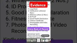 Evidence Limca Book of Record #limcabookofrecord #limca #nationalrecords #shorts #evidence