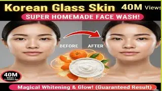 Glass skin secret Homemade 🍊 Orange peel& Rice Face Wash for glowing bright skin