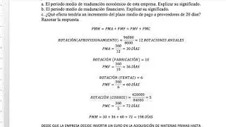 Ejercicio Período medio de maduración