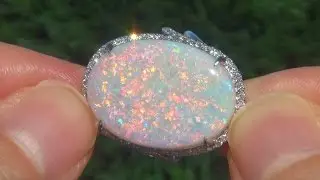 Natural Australian Opal & Diamond Ring   C617