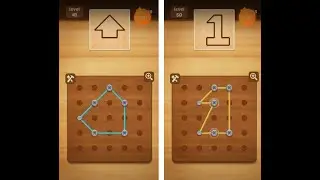 Line Puzzle String Art - Basic - Oak - Level 41 To Level 50
