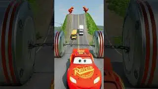 Cars & School Bus vs Chained Hydraulic Crush - BeamNG.drive