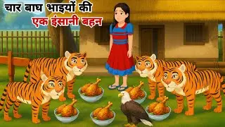 चार बाघ भाइयों की एक इंसानी बहन | Hindi Story | Hindi Kahaniya | Moral Stories | Moral Story Cartoon