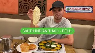 Trying South Indian Thali for the First Time at Saravanaa Bhavan in Delhi, India