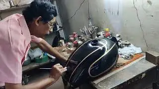 Royal Enfield bullet tank lining line drawing kerala