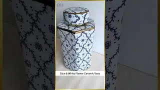 Blue & White Flower Ceramic Vase