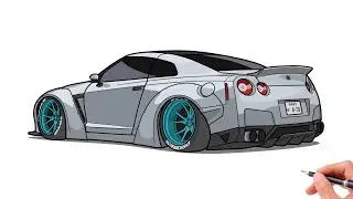 How to draw NISSAN GTR R35 LBWK / Drawing Nissan Nismo Liberty Walk
