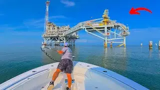 Fishing in my *23ft* Boat Below This HUGE Gas RIG and Caught THIS!...[Awesome Results]