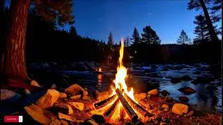 No Music Sleep Sounds 🌌 Campfire & River Ambience | Insomnia Relief