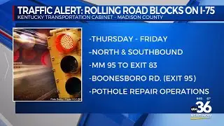 Traffic alert: Rolling road blocks on I-75 for pothole repair 042424