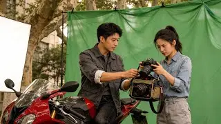 Film Grain Vibe🎞️: University Green Screen Moment &ndash; Red BMW&rsquo;s Sweet Camera Lens Gift #moto #skate