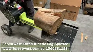 Forestwest 18ton Electric Kinetic Log Splitter, Testing with Austrlian hardwood.